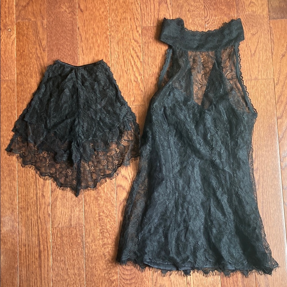 Vintage Bebe Lace Top, Size XS, Black
